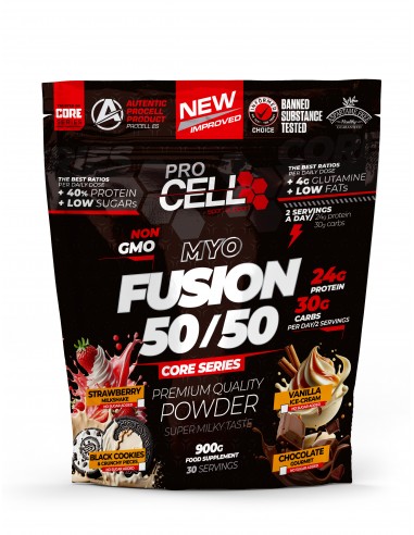 Fusion Protein Core 50/50, Combinación de proteínas y carbohidatos- Procell Sport