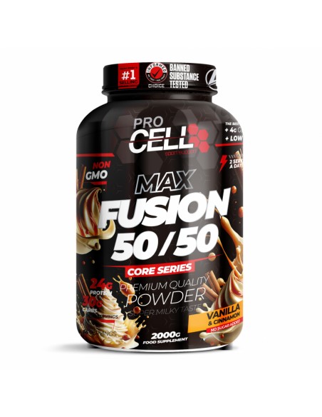 Fusion Protein Core 50/50, Combinación de proteínas y carbohidatos- Procell Sport