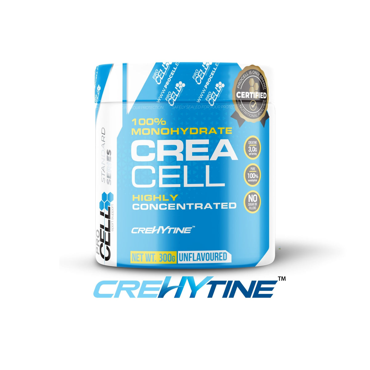 Crea Cell CreHytine - 300gr- Monohidrato de creatina 100% certificada
