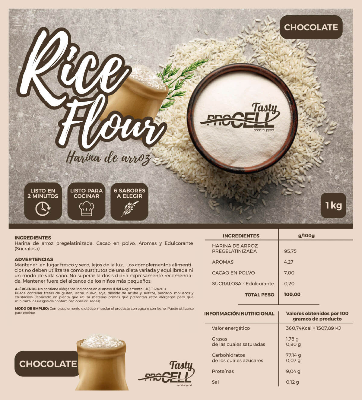 Crema de arroz - Harina de arroz procedida